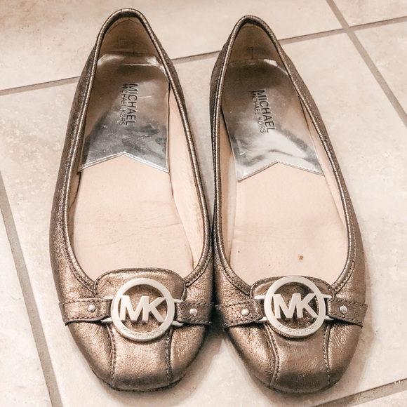 Metallic Gold Michael Kors Ballet Flats - Size 10 - Picture 1 of 3
